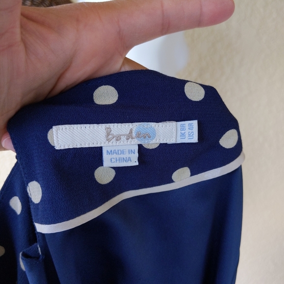 Boden Theodora Ponte Polka Dot Dress, French Navy" - Picture 6 of 7